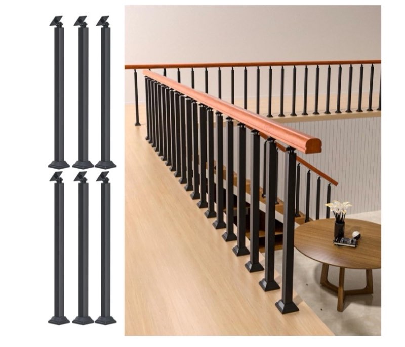 mm melisen indoor stair railing kits, black metal baluster posts