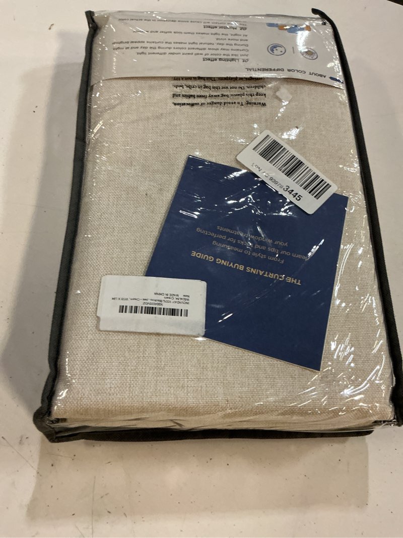 Condition photo showing New/Like New for inovaday 100% blackout linen curtains for bedroom 50x84 inches cream | linen textured, light blocking, room darkening, thermal insulated, back tab top, window curtains for living room, 2 panels