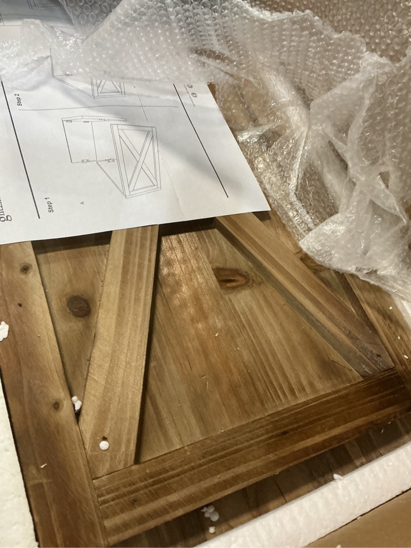 Condition photo showing Good Condition for Glitzhome Natural Wooden Tree Collar Christmas Tree Skirt Tree Box Tree Stand Cover, 22" L