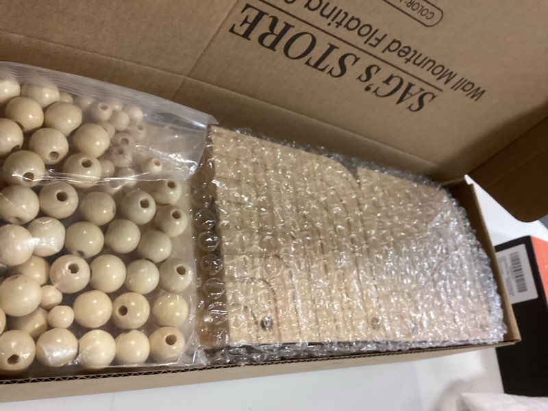 Condition photo showing Good Condition for SAG's store Floating Nursery Shelves - Set of 3 Natural Wood Wall-Mounted Bookshelves for Kids Room, Baby Room, Nursery Decor - 15.7" Wide, Solid Wood Shelves for Books, Toys, and Decor Storage