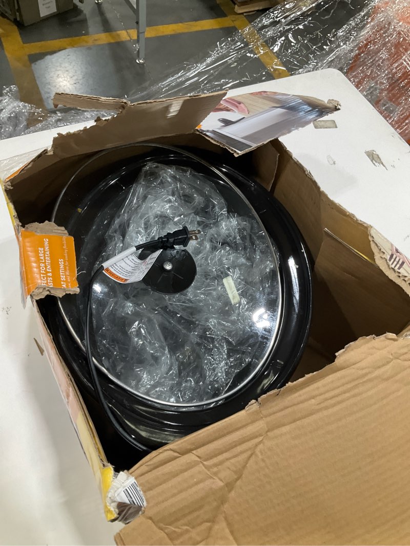 Condition photo showing Good Condition for crock-pot 7-quart manual slow cooker, family size serves 8+ people & fits 6-lb roast, removable stoneware with warming setting, dishwasher safe for easy cleanup, stainless steel 7-quart stainless steel