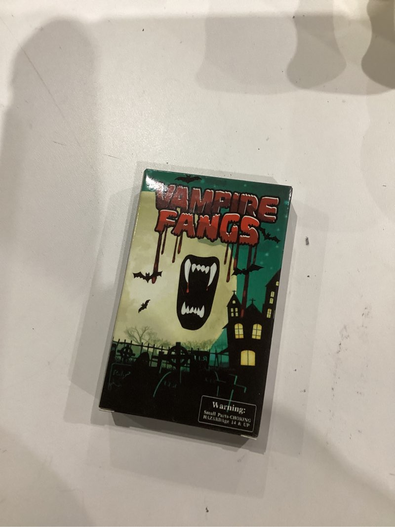 Condition photo showing New/Like New for YVELINES Vampire Teeth Fangs, 3 Sizes Vampire Fangs for Adults, Halloween Realistic Vampire Teeth and Fake Fang with Upgraded Reusable Adhesive (13mm,17mm,19mm)