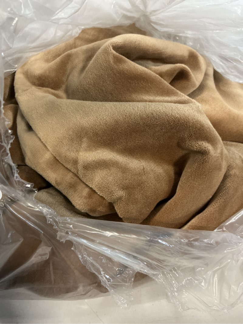 Condition photo showing As Is for quince cotton velvet room darkening curtain - single panel, 48x96, camel