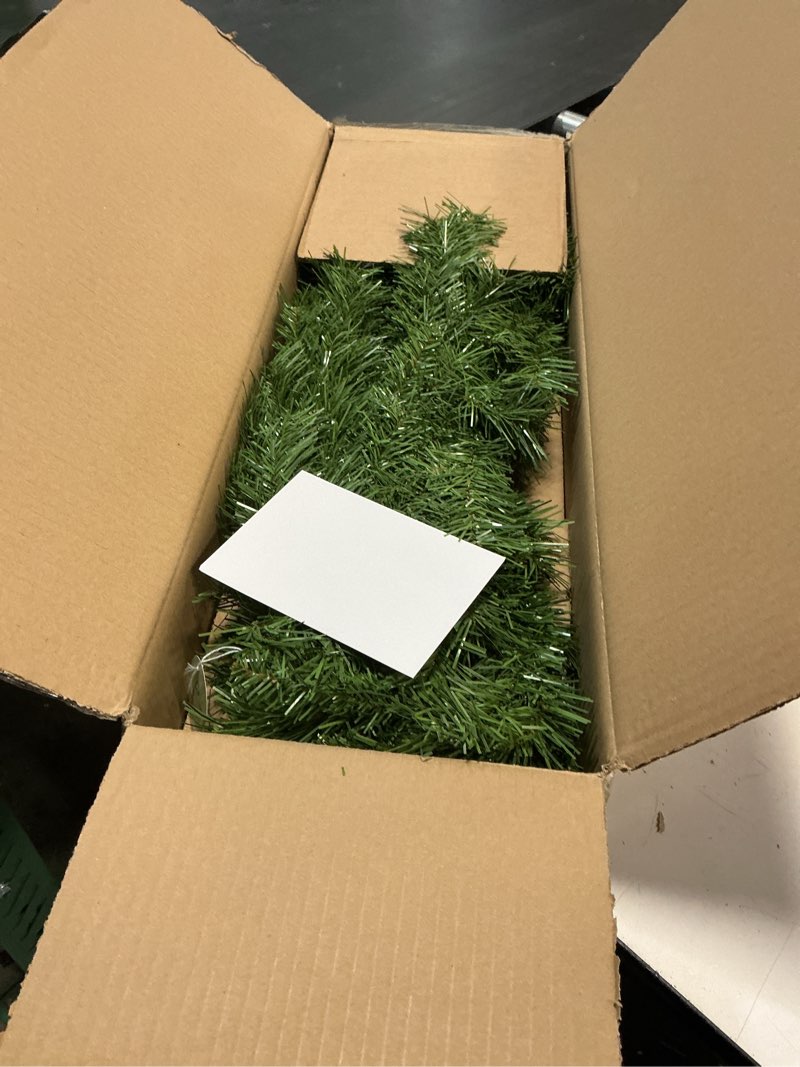 Condition photo showing As Is for National Tree Company 9 ft Unlit Winchester Pine Artificial Christmas Garland, Christmas Decoration with 200 Tips, Green