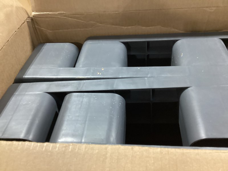 Condition photo showing As Is for morningro 4 pack dunnage rack, 15.75" long x 11.81" wide, 4.72" height plastic dunnage rack, 2000+ pound capacity storage commercial food service storage in restaurant kitchens shop outdoor use, gray