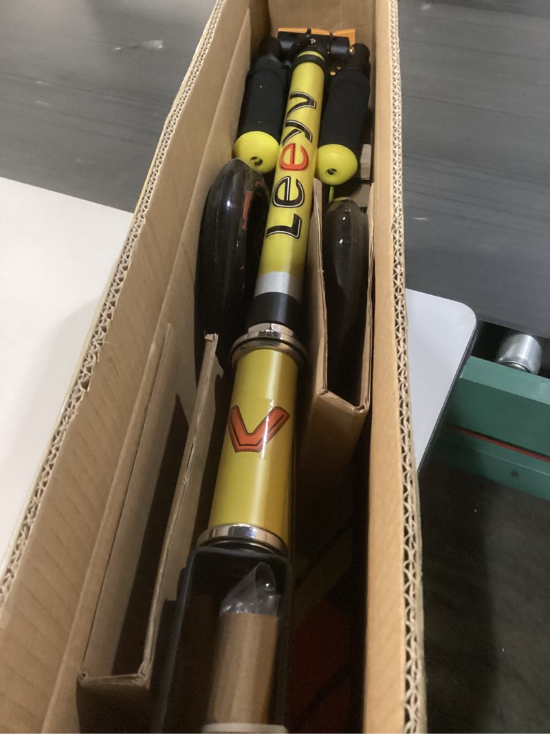 Condition photo showing Good Condition for scooter for kids 6–12 & adults, max load 240 lbs, adjustable height,lightweight 2-wheel, foldable kids scooter with big wheels yellow