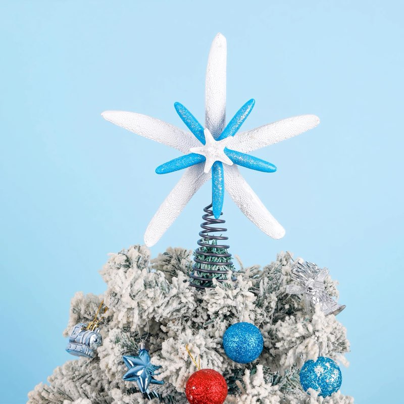 11 Inches Christmas Starfish Tree Topper Coastal Christmas Tree Decor Beach Christmas Vacation Decor