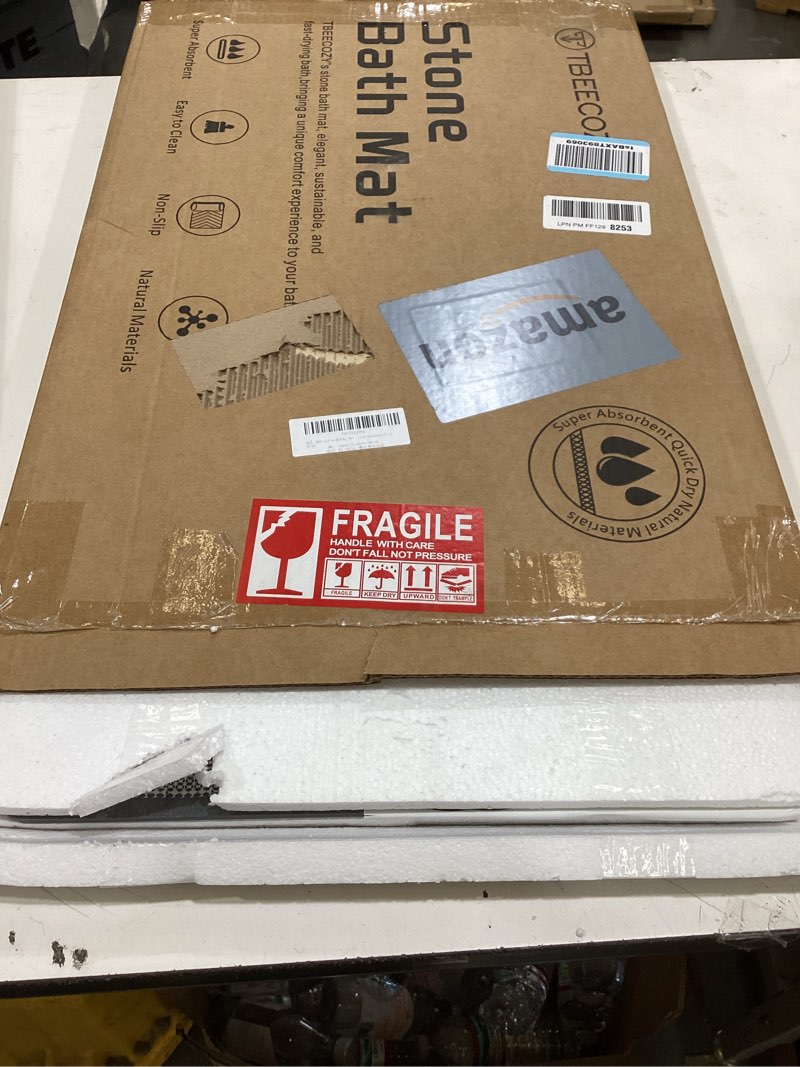 Condition photo showing New/Like New for Stone Bath Mat, Diatomite Fast Drying Non Slip Stone Shower Mat, Super Absorbent for Bathroom & Kitchen, Multi-Use as Pet Mat, Easy to Clean 16"x24", Gray Style 02-gray 16"x24"