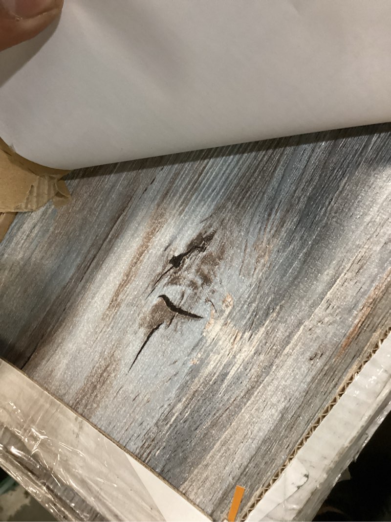 Condition photo showing Good Condition for Wood Grain Textured Peel and Stick Flooring 50 PCS - 36" x 6", Blue Waterproof Wood Flooring Planks for Bathroom, Kitchen, Cover 75 Sq. Ft 36"*6" Blue 50