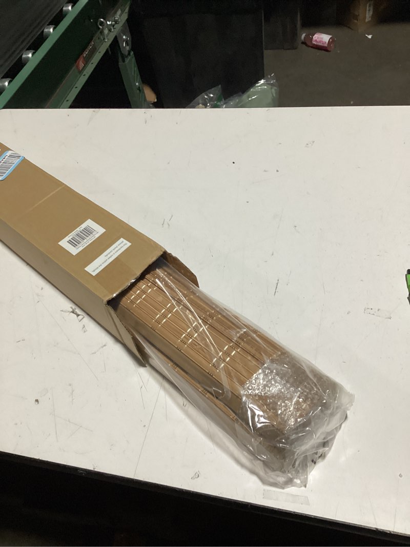 Condition photo showing Good Condition for LazBlinds No Tools No Drill Cordless Bamboo Roman Shades, Light Filtering Window Treatment, Roll Up Bamboo Blinds for Windows 21'' W x 72'' H, Brown Light Filtering-brown206 21" W x 72" H