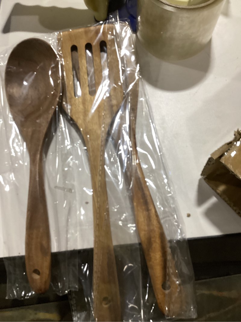 Wooden Spatula for Cooking Kitchen utensils Set?Multifunction Cooking Spoon Teak Wood Ladle, Large S