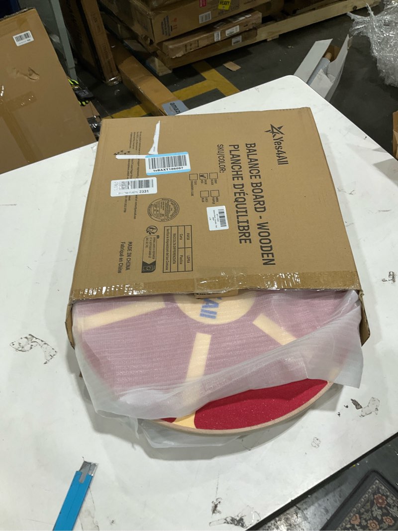 Condition photo showing Good Condition for Yes4All Versatile Wooden Wobble Balance Board, Balance Trainer for Mobility Training, Standing Desk, Core Training, Exercise Balance Stability Trainer E. Wooden Balance Board - Red