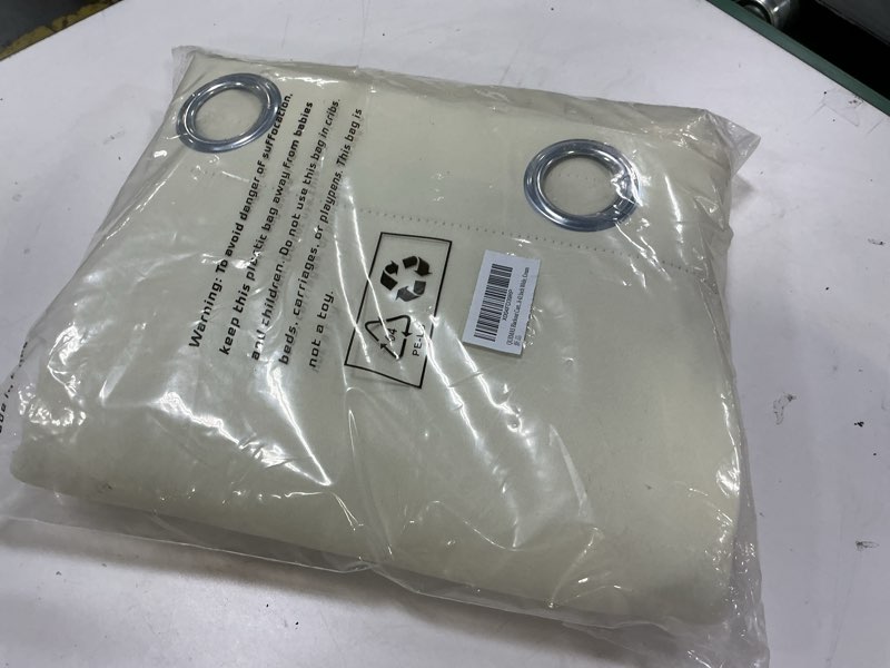 Condition photo showing Good Condition for QUEMAS Cream Blackout Curtains for Bedroom 63 Inch Length 2 Panels Set, Thermal Insulated 100% Light Blocking Soundproof Grommet Window Curtains for Living Room with Black Liner, Each 42 Inch Wide 42"W x 63"L (Pack of 2) Cream