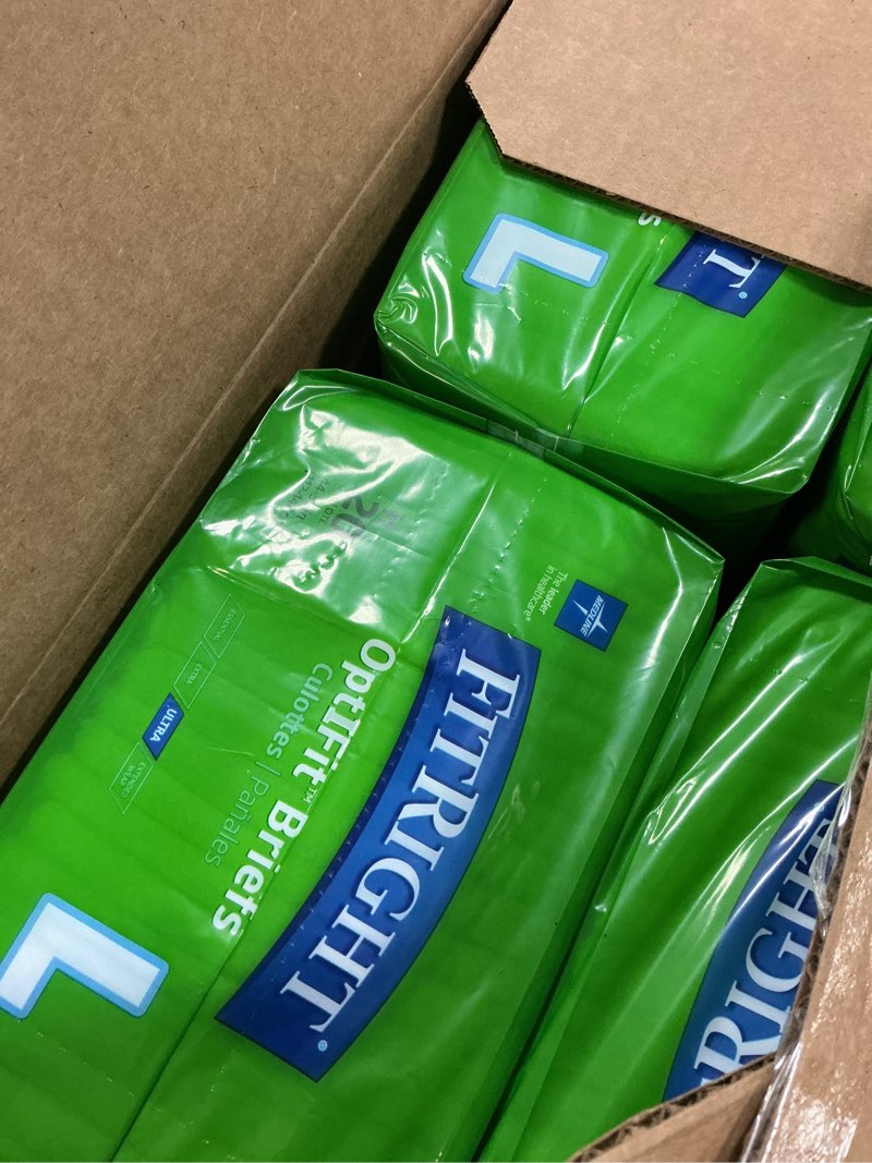 Condition photo showing New/Like New for FitRight Adult Diapers, Extra+ Heavy Absorbency, L (Waist Size 44in-56in), 80 Count, OptiFit Incontinence Briefs for Men and Women, Disposable, Moisture-Wicking, Leak Protection. 80 Count Large