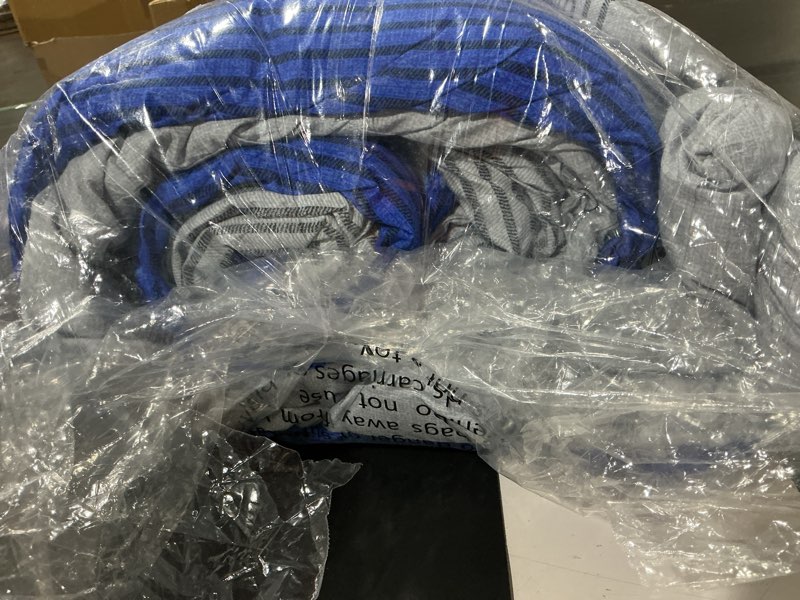 Condition photo showing Good Condition for andency full size comforter set 7 pieces - blue grey striped lightweight bed in a bag, soft farmhouse all season bedding set with comforter, fitted & flat sheet, pillowcases & shams 03 - blue grey full