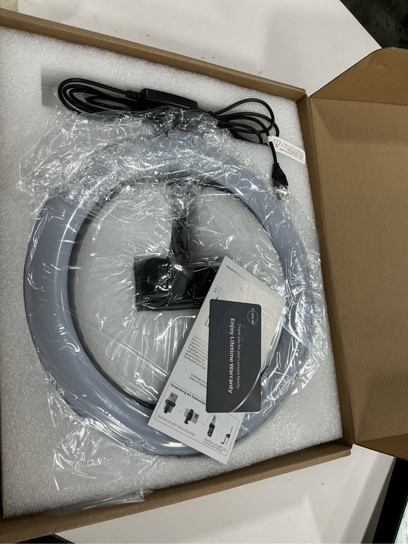 Condition photo showing New/Like New for Overhead Phone Camera Mount for Desk Tripod - 10" Ring Light with Stand - Solid Ring Light with Clamp for Artist Drawing, Video Recording,CRI >95