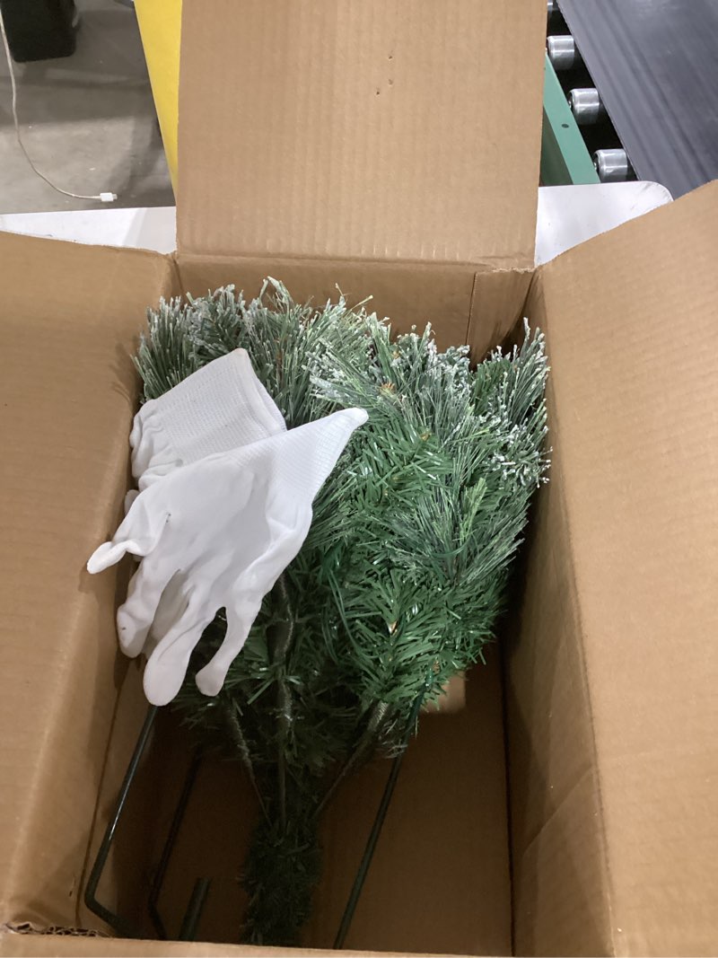 Condition photo showing Good Condition for Prelit Artificial Christmas Tree Urn Fillers, Battery Operated Holiday Planter Filler with 50 Multi-Color Lights, Cones Christmas Decor for Porch Pathway Garden Yard Green & Colored Light 1ft 6in