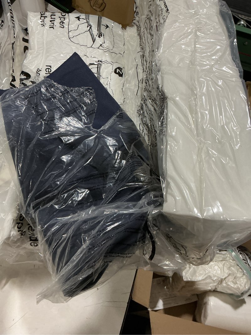 Condition photo showing As Is for aaaaacessories outdoor seat cushions for chairs, fade-resistant, waterproof patio furniture replacement cushions, 24" x 24" x 5" + 24" x 19", navy blue navy blue 24"x24"x5" / 24"x19"