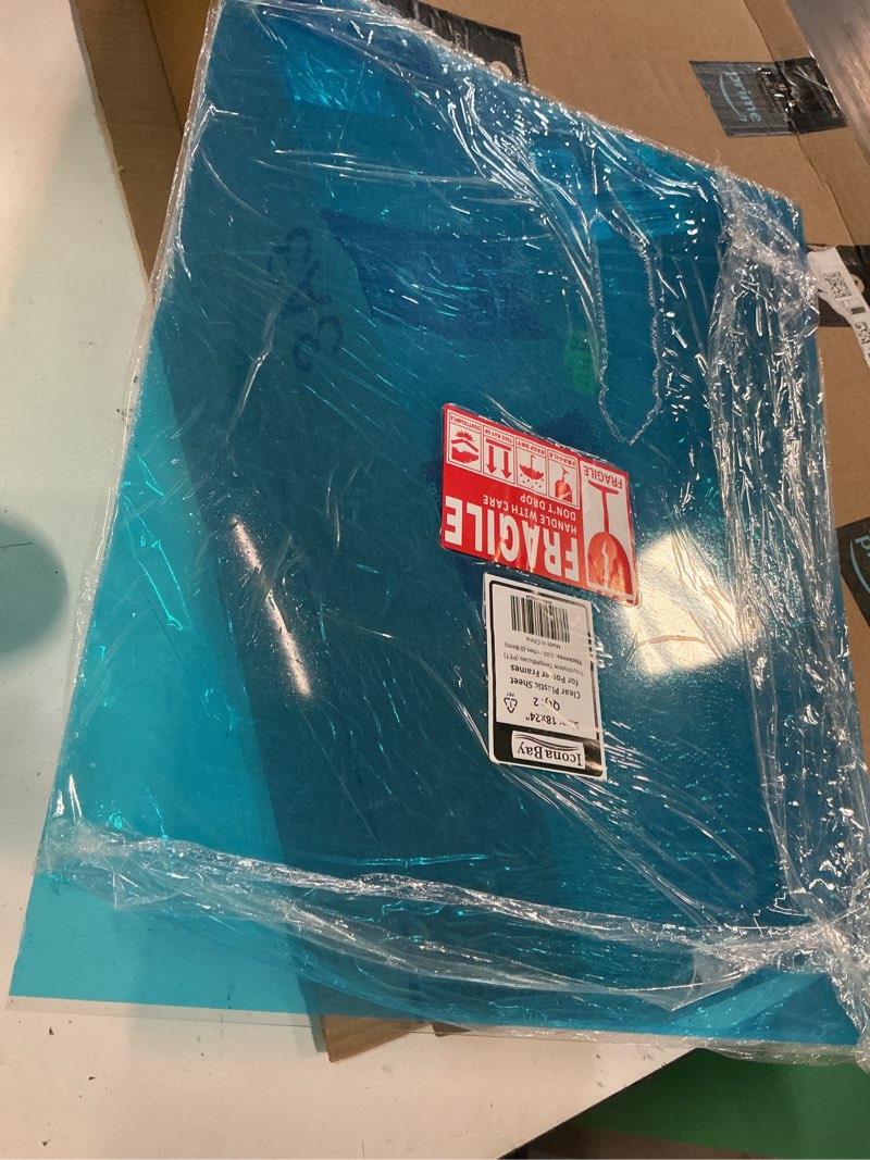 Condition photo showing As Is for icona bay pet plexiglass, thin & flexible plastic sheets (18x24 x 0.03 inch, clear, 2 pack), pet sheeting is pliable unlike acrylic, easy to cut for diy art projects & protective barriers 18x24 2