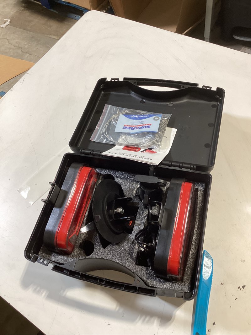 Condition photo showing As Is for suparee wireless magnetic trailer tail lights kit, led rechargeable tow light with 7-way transmitter, waterproof towing lights for truck, trailer, rv, boat, camper, caravan version 1551