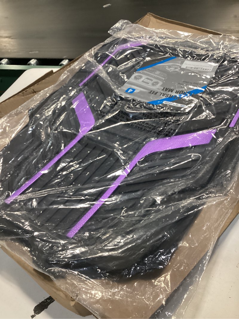 Condition photo showing New/Like New for pic auto heavy duty rubber floor mats, purple aluminum film car mats set, front and rear car mats with anti-slip backing, all weather protection, trim-to-fit for automotive suv, sedan, van