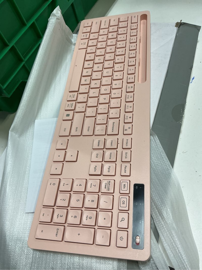 Condition photo showing Good Condition for Wireless Keyboard and Mouse for MacBook, Vivefox Pink Rose Wireless Keyboard with Phone Holder, USB A & Type C Receiver, Full-Size Combo for Mac, MacBook/Air/Pro Windows PC Computer