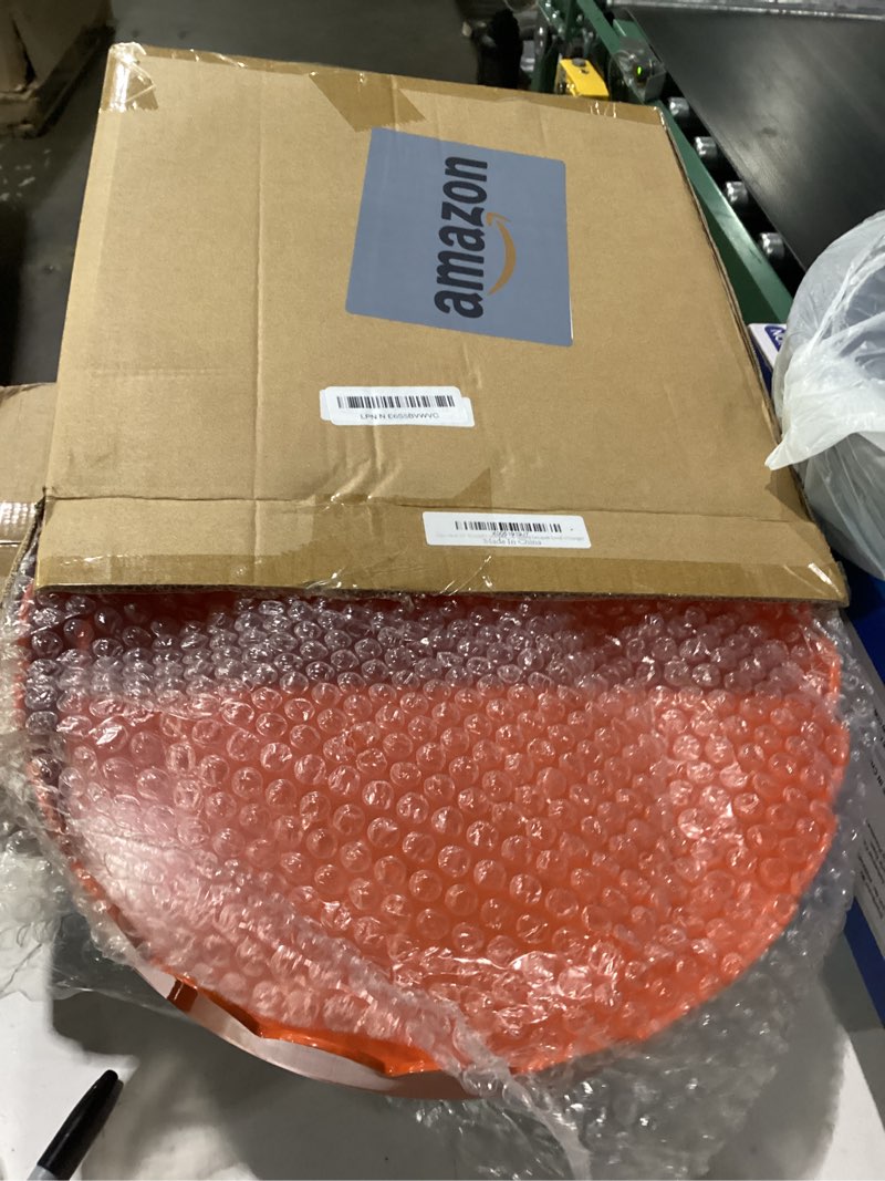 Condition photo showing New/Like New for gesodant 13" round scalloped decorative tray for coffee table decor, candle & perfume tray, dining table centerpiece & aromatherapy candle display, modern glossy lacquer look (orange)