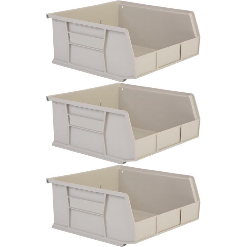 hudson exchange 11\" x 11\" x 5\" (6 pack) plastic stackable storage bin and hanging container, stone