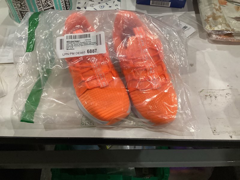 Condition photo showing New/Like New for Boys Girls Sneakers for Kids Non-Slip Tennis Shoes Fashion Lightweight Breathable Running Sport Athletic 11.5 Little Kid Orange