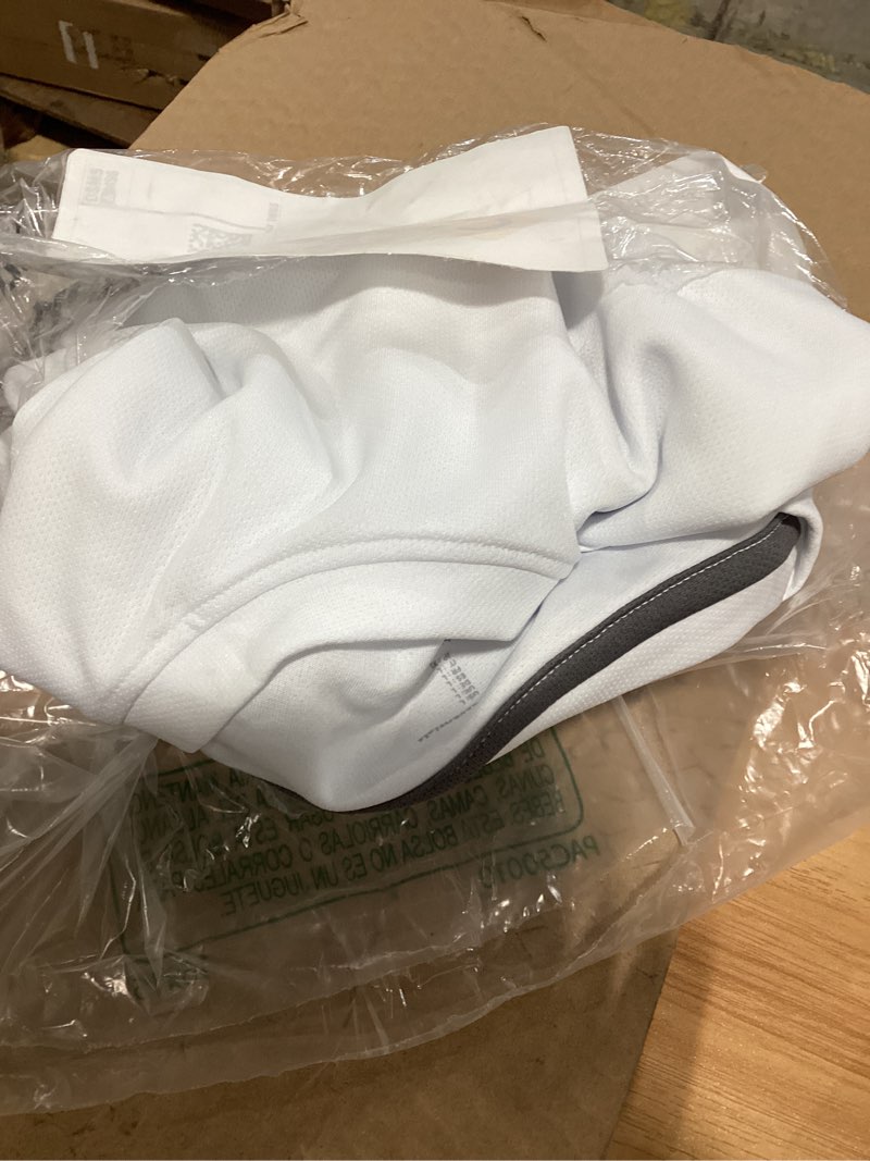 Condition photo showing New/Like New for amazon essentials men's moisture wicking long sleeve performance tech crew neck t-shirt large white