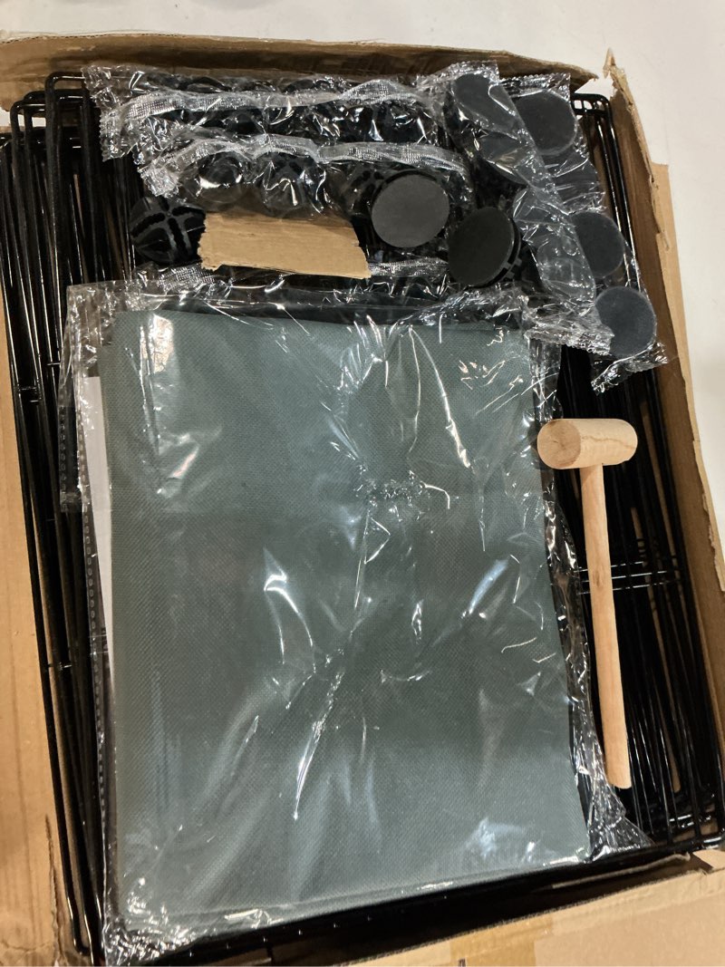 Condition photo showing New/Like New for 12 panels small animal playpen, 48" x 24" x 16" pet playpen with waterproof mat, c&c cage for guinea pigs, puppy play pen, bunny playpen, indoor outdoor portable metal wire yard fence 12 panels - 48"l x 24"w x 16"h black