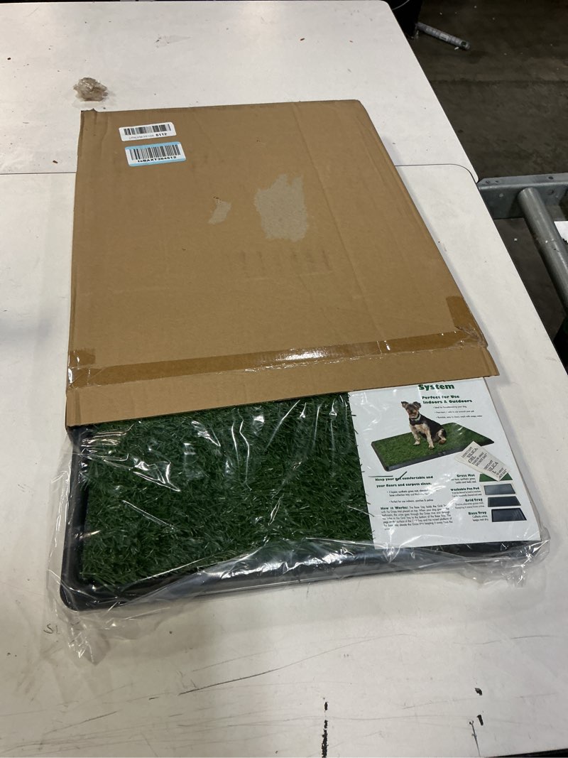 Condition photo showing Good Condition for Artificial Grass Puppy Pee Pad for Dogs and Small Pets - 16x20 Reusable 4-Layer Turf Pads for Dogs with Tray - Indoor and Outdoor Fake Grass Potty Pet Supplies by PETMAKER Small 4-Layer System