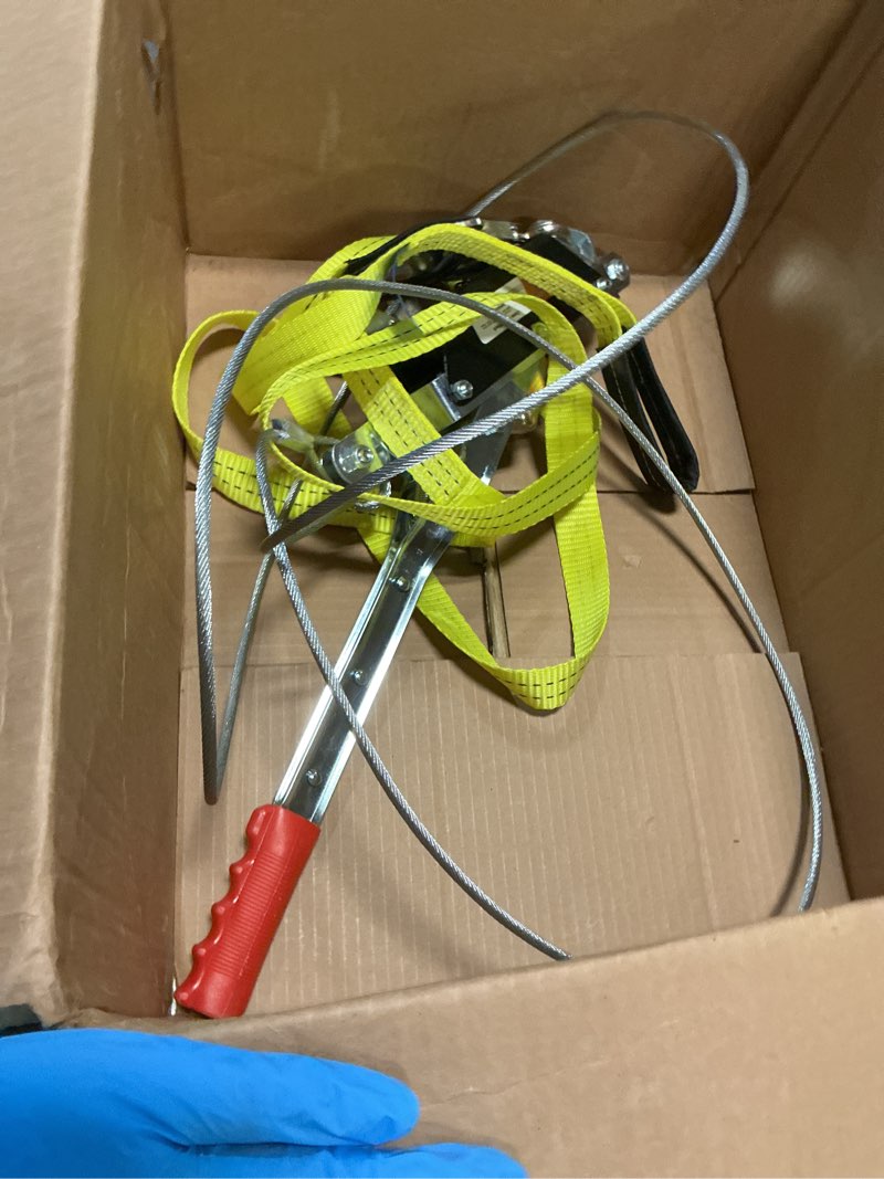 Condition photo showing As Is for come along winch heavy duty, 10ft 2t come along pulling tool 2 gears 2 hooks, cable winch puller, come along power puller ratchet tool for construction automotive farm fences (with straps) 4400lbs-10ft(w/strap)