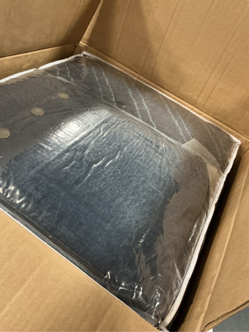 Condition photo showing As Is for Woolrich Rustic Lodge Cabin Comforter Set - All Season Down Alternative Warm Bedding Layer and Matching Shams, Oversized Queen, Perry, Denim Blue Perry, Denim Blue Oversized Queen