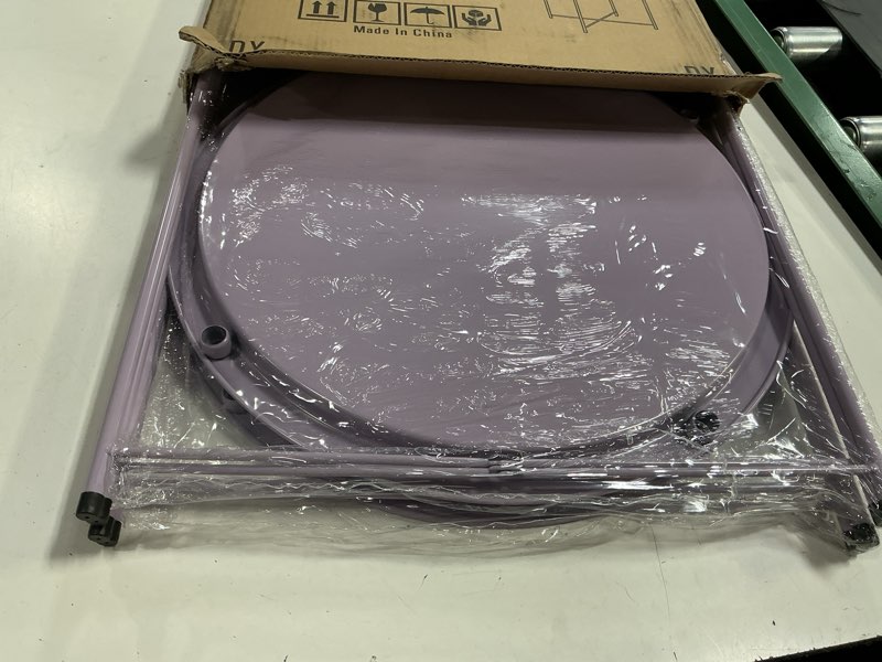 Condition photo showing New/Like New for garden 4 you end table 2 pcs metal side table purple round folding tray cyan sofa small accent fold-able table, round end table tray, next to sofa table, snack table for living room and bed room