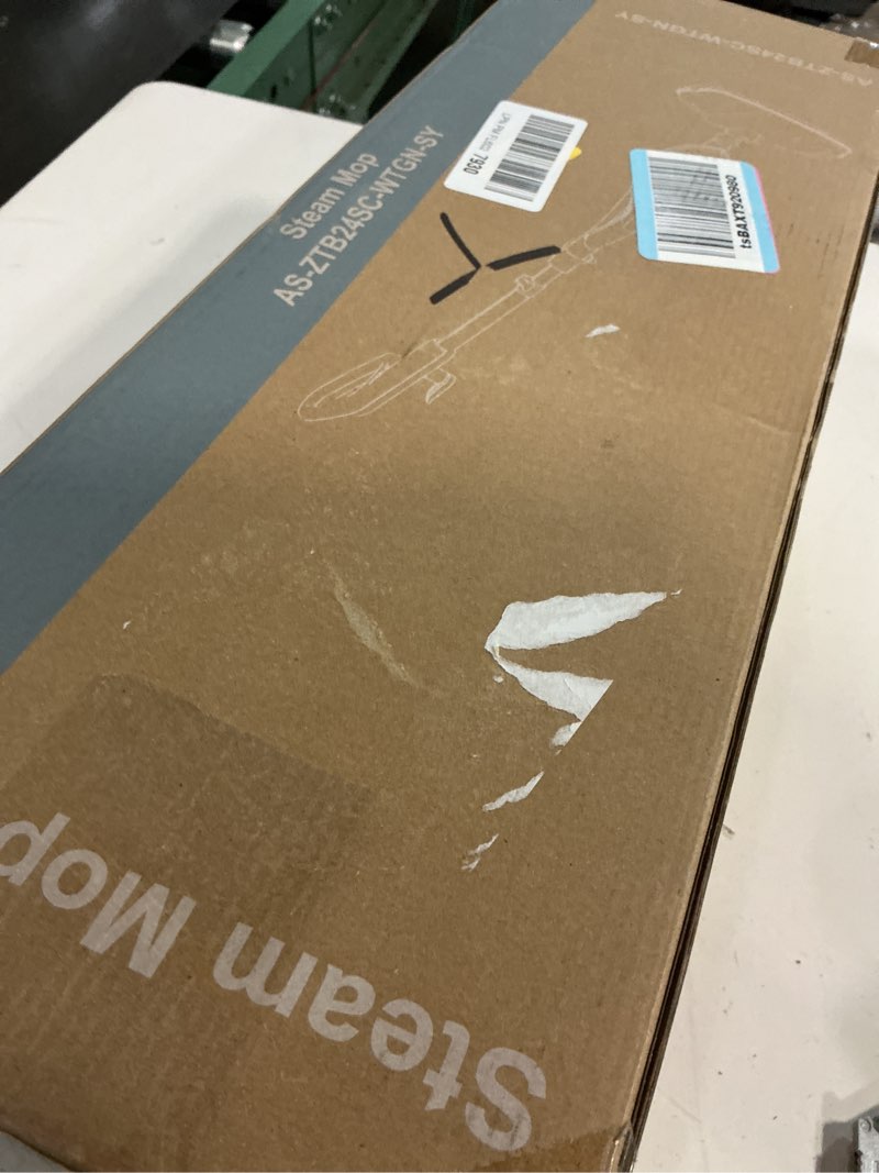 Condition photo showing As Is for OLIXIS 10-in-1 Steam Mop, 1550W Detachable Handheld Steam Cleaner for Floor Cleaning, 16FT Cord, 2 Washable Pads, Multi-Purpose Floor Steamer for Hardwood, Carpet, Tile, Grout, Windows, White Green White Green 12.41"*6.70"*40.55"