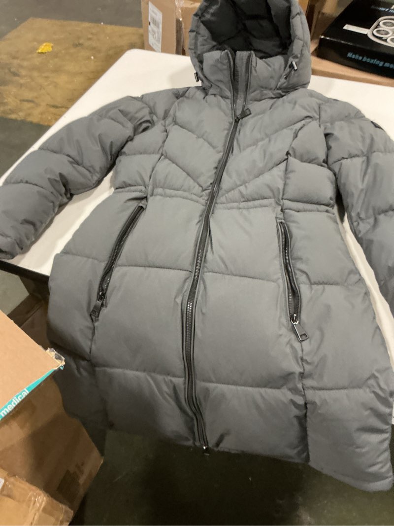 Condition photo showing Good Condition for DKNY Women's Walker-Length Puffer Coat with Hood and Adjustable Internal Drawcord – Quilted Long Win