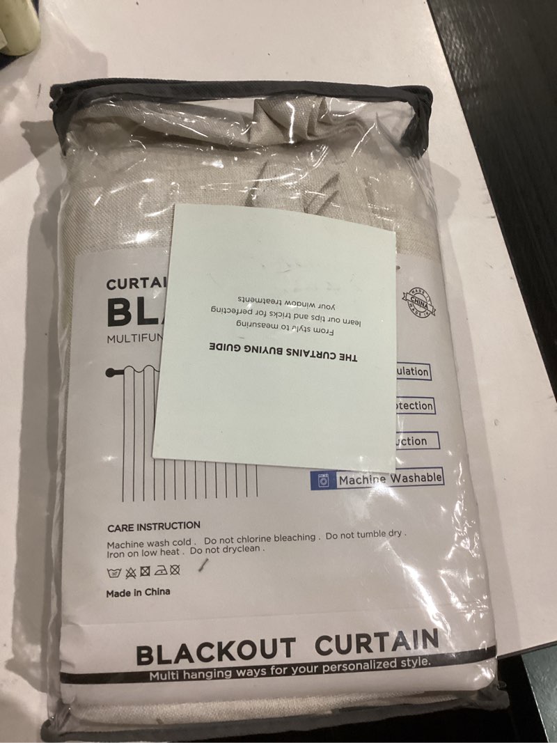 Condition photo showing New/Like New for 100% blackout shield linen blackout curtains for bedroom 84 inches long, back tab/rod pocket living room drapes, thermal insulated blackout curtains 2 panels set, 50" w x 84" l, cream cream 50"w x 84"l (pack of 2)