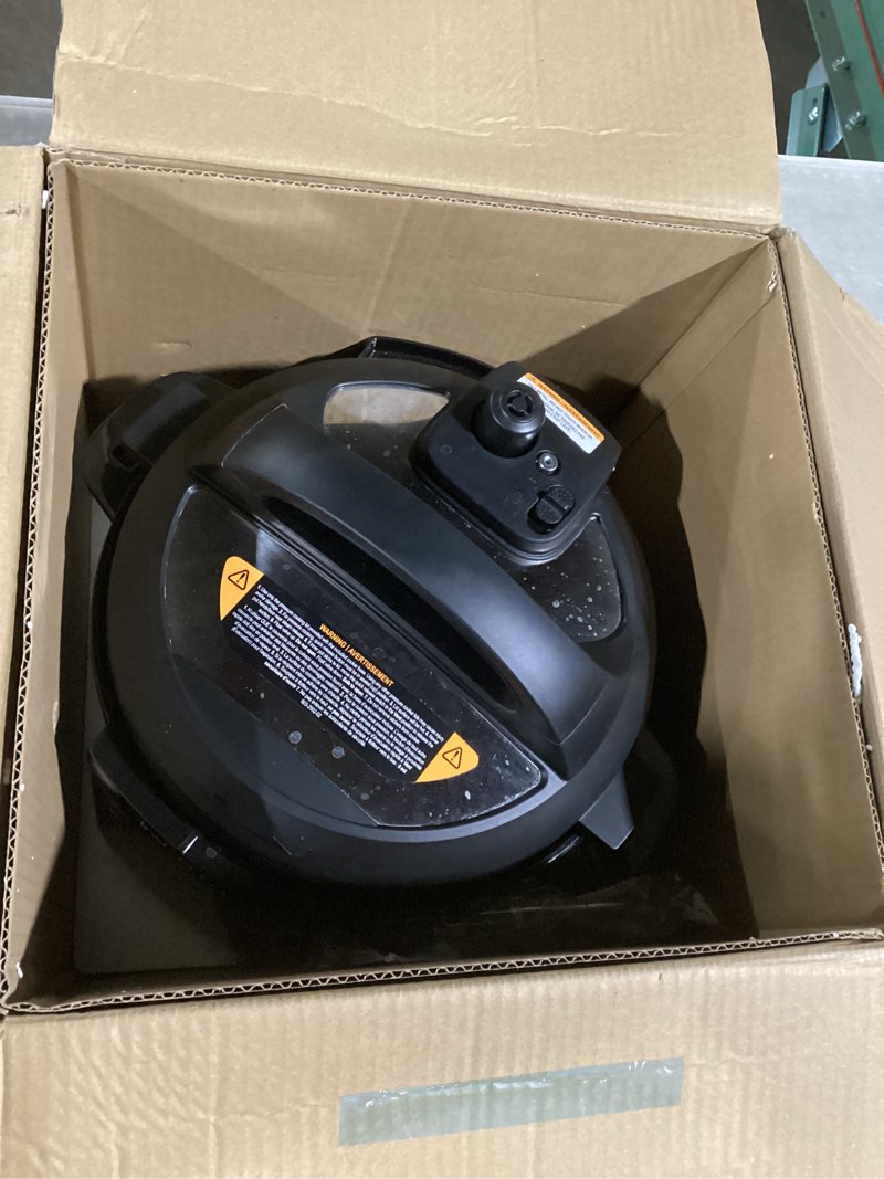 Condition photo showing As Is for instant pot 6qt rio 7-in-1 multi-cooker, pressure cooker, slow cook, sauté, steam, rice maker, yogurt, & warmer, black, 6 quarts