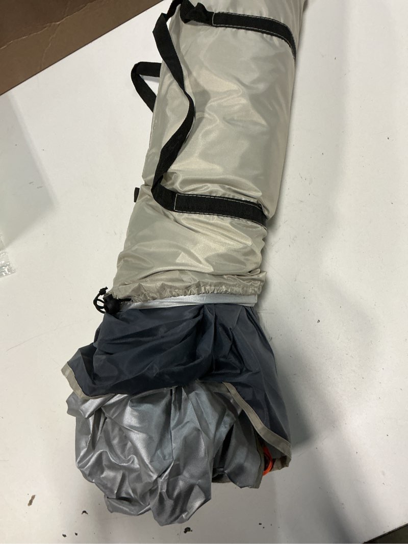 Condition photo showing New/Like New for canopy shade tent for large xl xxl jumbo elevated raised dog bed cots, quick setup & no assembly needed, outside outdoor cooling camping pet sun umbrella, gray 70"x55" (cots not included) large xlarge gray