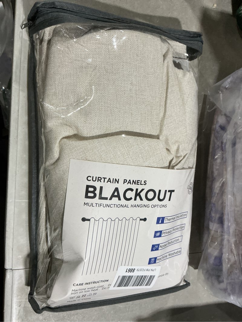 Condition photo showing Good Condition for 100% blackout shield linen blackout curtains for bedroom 84 inches long, back tab/rod pocket living room drapes, thermal insulated blackout curtains 2 panels set, 50" w x 84" l, cream cream 50"w x 84"l (pack of 2)