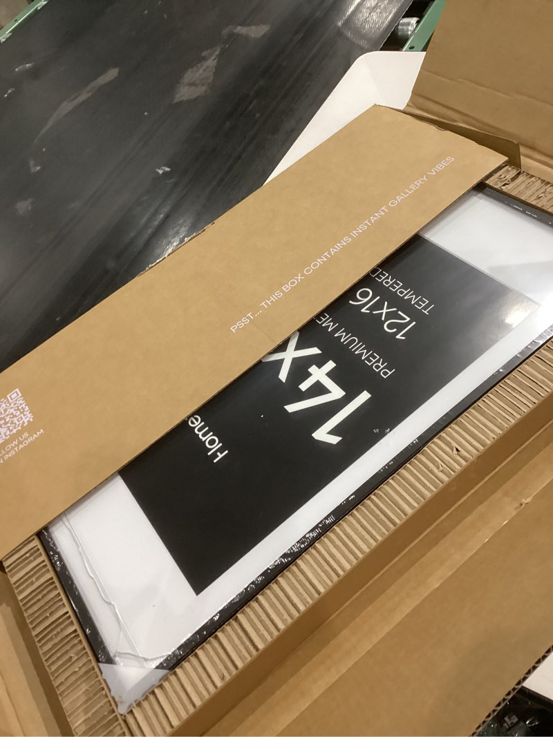 Condition photo showing New/Like New for Homeforia 14x22 Picture Frame Black, High End Metal 14 x 22 Poster Frames with Mat 12 x 16 for Photo, 14x22 Black Frame Matted to 12x16 inch Print, 22x14 Thin Frame, Tempered Glass, Wall Kit, Set of 2