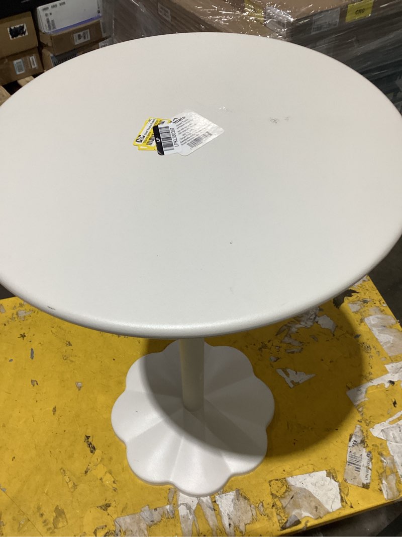 Condition photo showing As Is for steel round pedestal accent patio end table cream - room essentials™