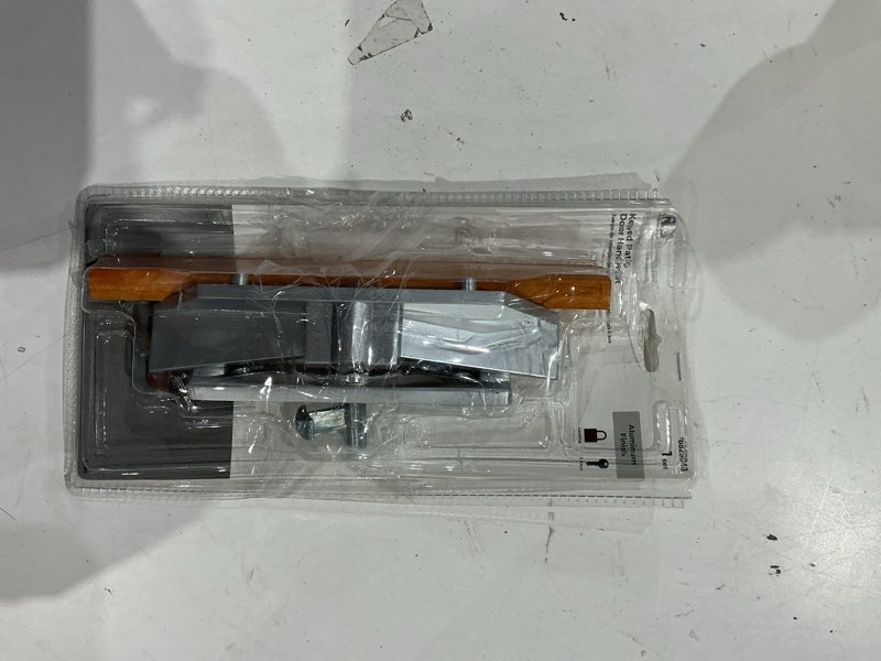 Condition photo showing As Is for similar to allywasai patio sliding patio door handle set with mortise lock, key cylinder and keeper, wood handle lock set fits door thickness from 1-1/2\" to 1-3/4\", 3-15/16\" screw hole spacing, keyed, black with key + with keeper black