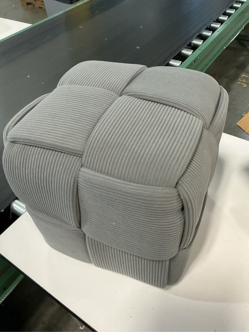 Condition photo showing Good Condition for cmishe ottoman foot rest soft and comfortable ottoman square corduroy woven design sofa stool (gray)