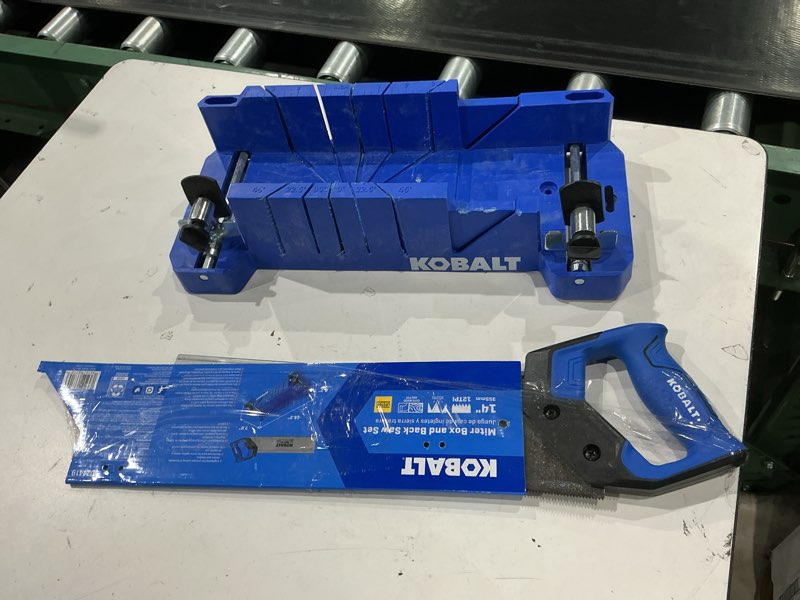 Condition photo showing As Is for kobalt with miter box 14-in fine finish cut back saw