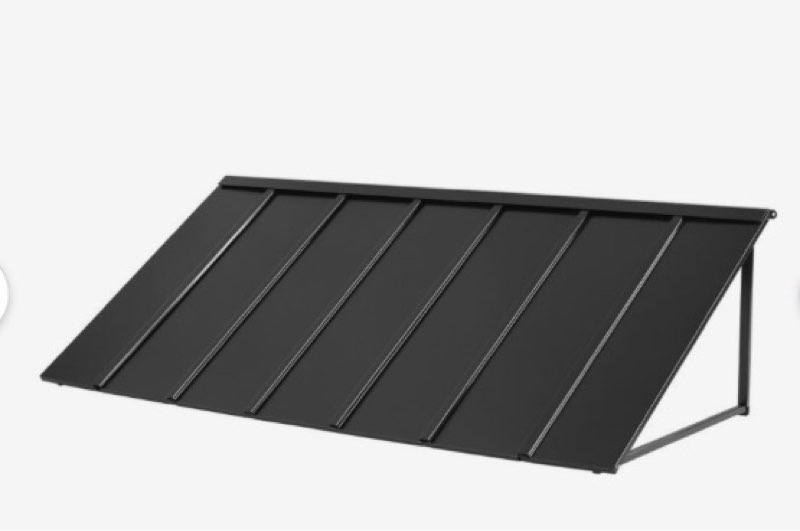 vevor fixed metal awning 80 x 36 in, window awning door canopy, stable triangle steel frame exterior awnings rain, and snow sunlight protection for door entrance, windows, porches, balconies(incomplete)