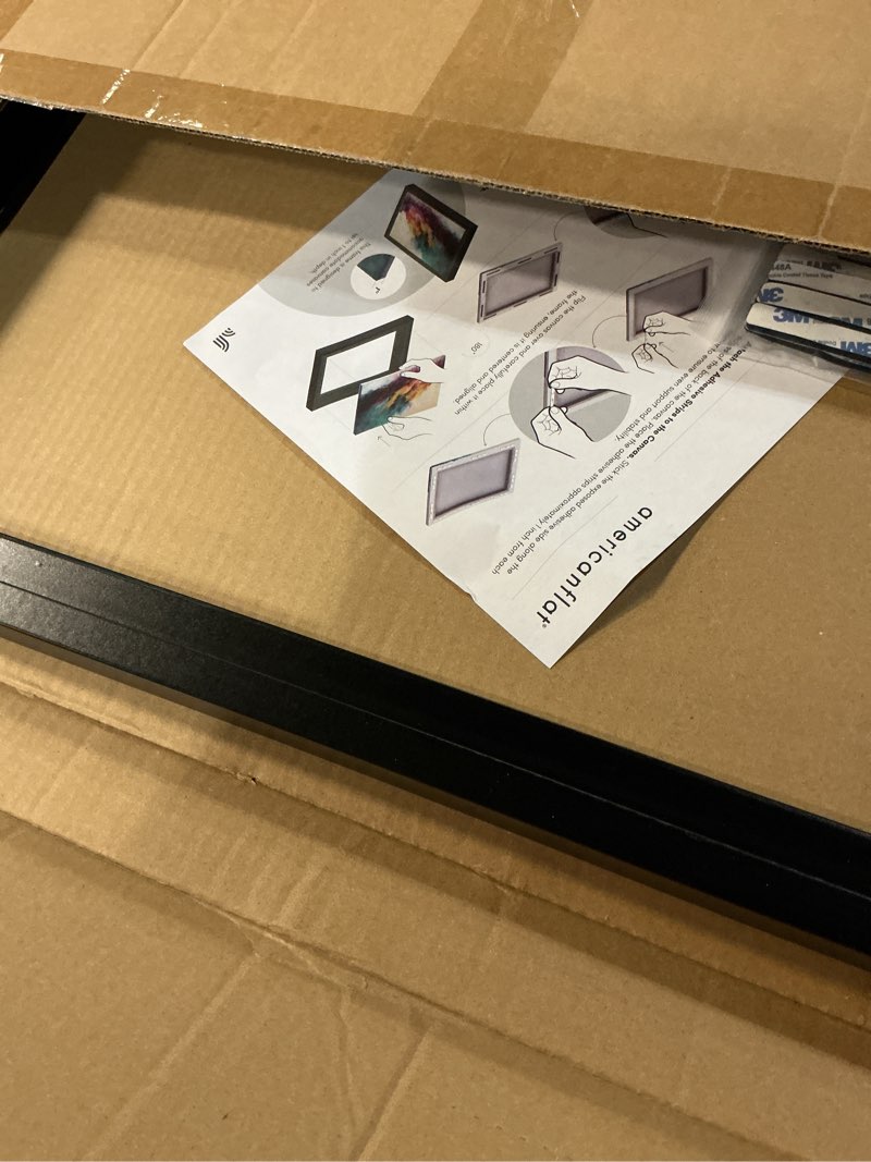 Condition photo showing Good Condition for Americanflat 16x20 Canvas Floating Frame with Adhesive Strips Included - Vertical and Horizontal Floating Frame for Artwork - Canvas Frames for Wall Display - Black Black 16X20