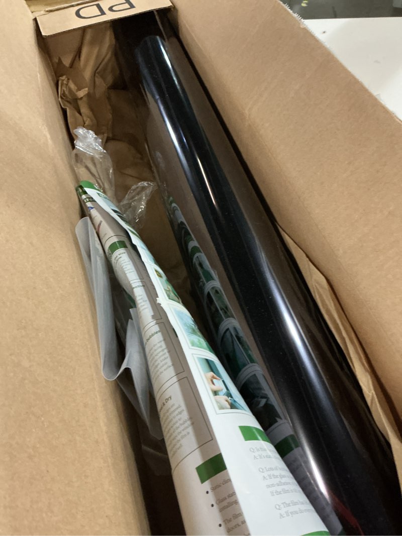 Condition photo showing As Is for HIDBEA One Way Window Film, Daytime Privacy Sun Blocking Reflective Window Film No Glue Static Cling Heat Control Window Tinting Film for Home and Office, Black Silver, 29.5 x 78.7 Inch Silver Black 29.5 x 78.7 Inch