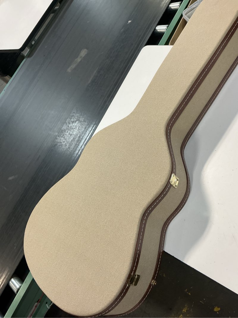 Condition photo showing New/Like New for glarry pvc guitar body shape, beige guitar leather box, 42 inches, classical guitar instrument playing music